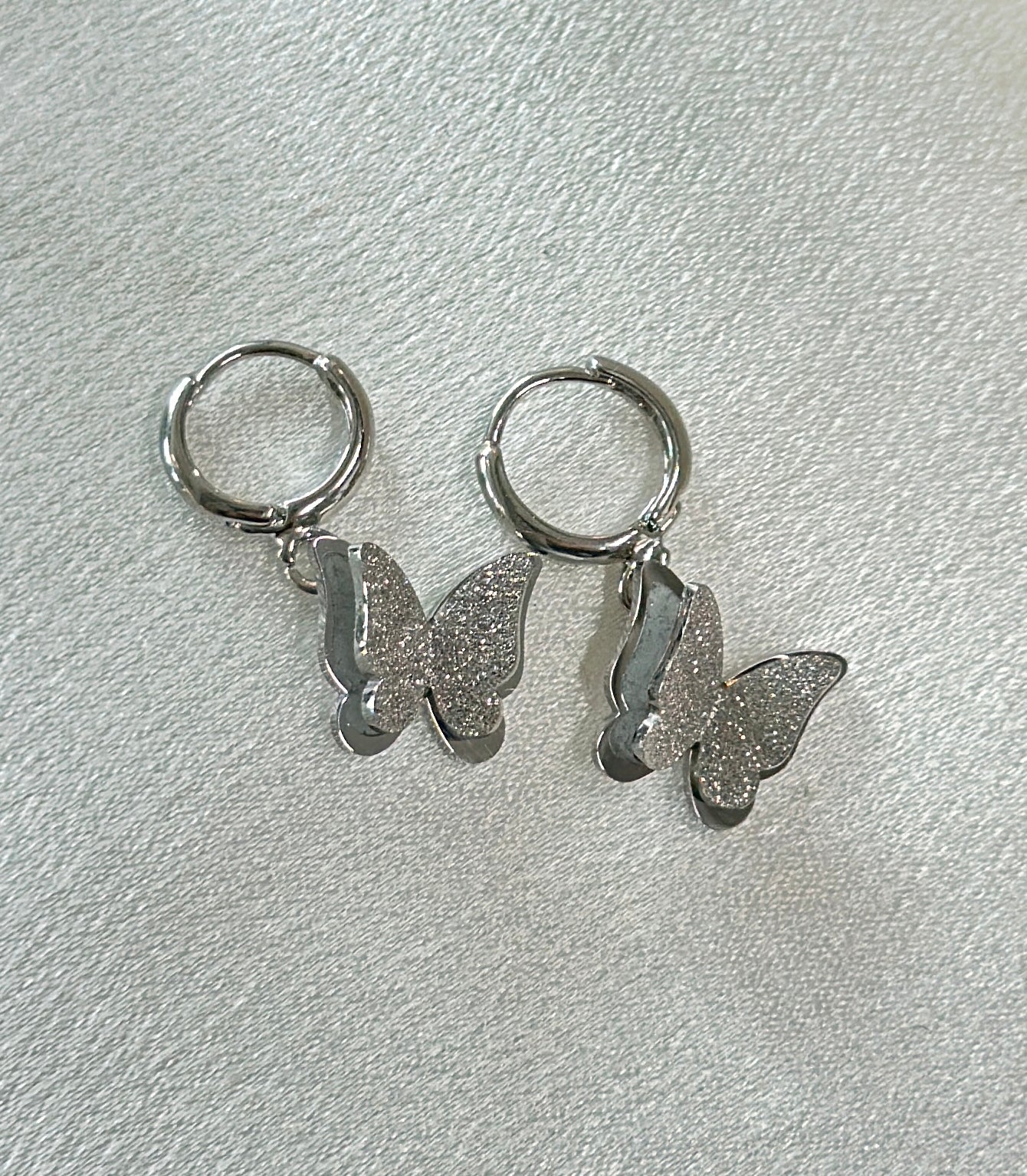 【925 Silver】 3D Silver Fluttering Wings Earrings